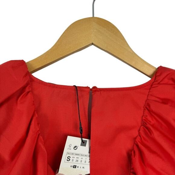 NWT Zara Womens Red Ruffle Mini Dress Blogger Favorite Small 1971/154/649 - Picture 9 of 15